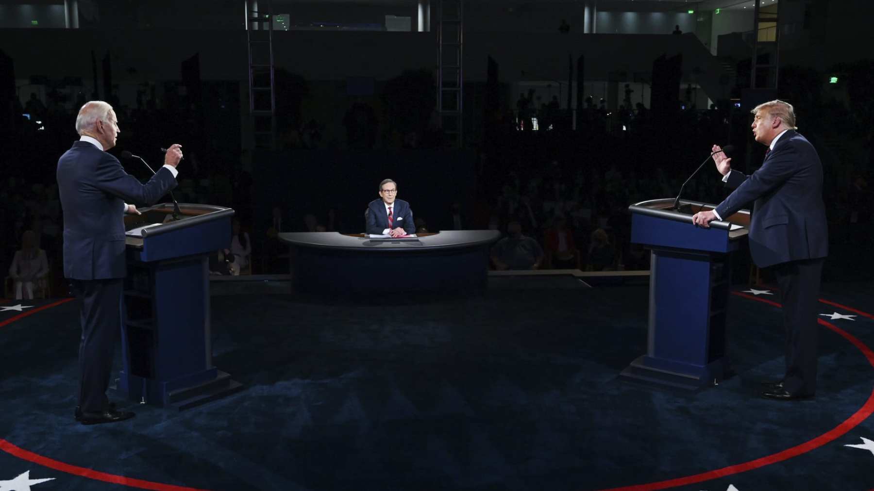 President Donald Trump and Democratic presidential candidate former Vice President Joe Biden participate in the first presidential debate Tuesday, September 29, 2020, at Case Western University and Cleveland Clinic, in Cleveland.