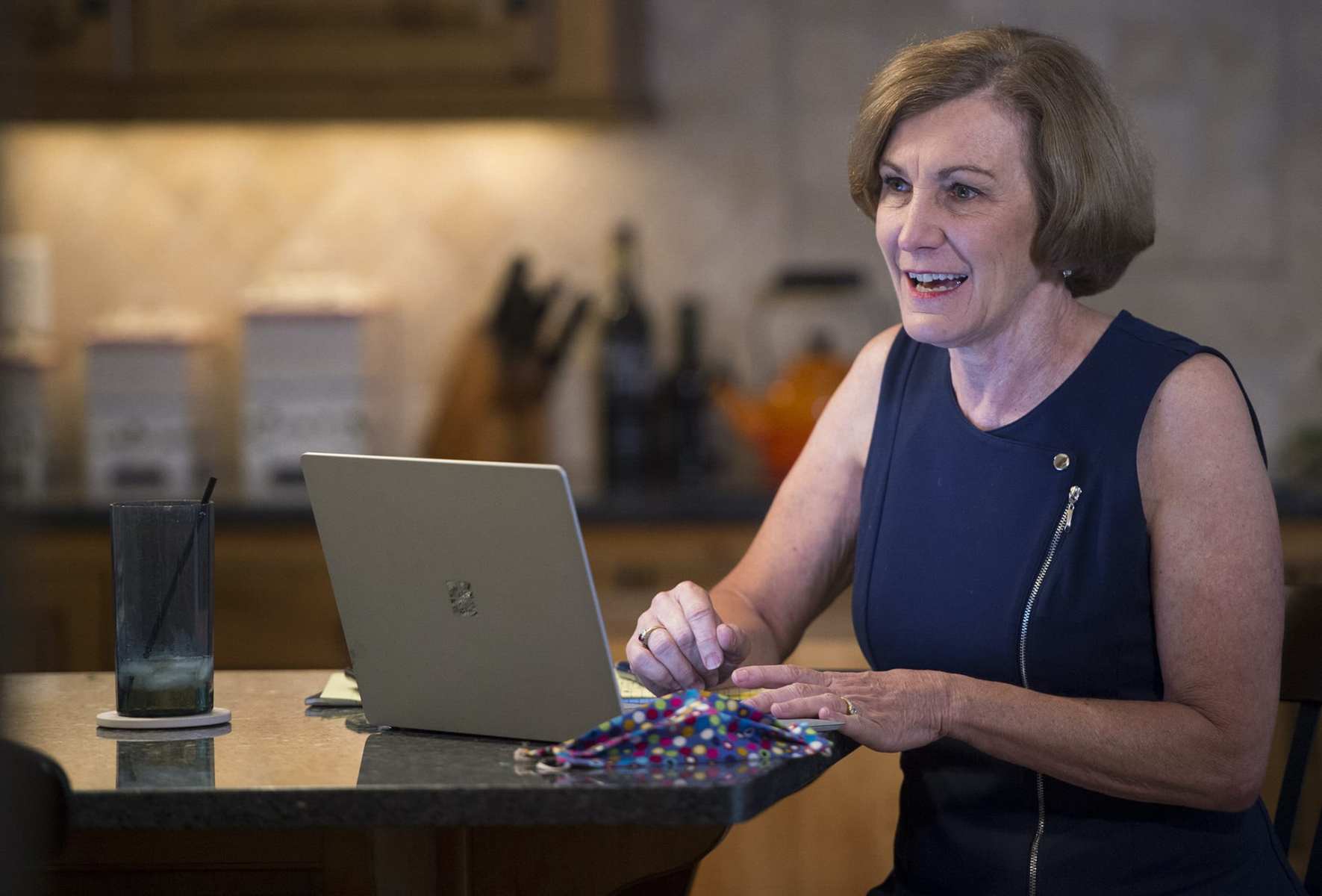 Senator Barbara Bollier, a Democrat representing Kansas District 7, works on her re-election campaign from her home in Mission Hills, Kansas. The likely Democratic nominee for U.S. Senate, Bollier, 62, a retired anesthesiologist, promises to be a “voice of reason” in Washington.