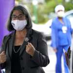 Miami-Dade County Commissioner Daniella Levine Cava meets with members of the SEIU Healthcare Florida Local 1991 during a 