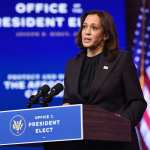 US Vice President-elect Kamala Harris delivers remarks at The Queen in Wilmington, Delaware, on November 10, 2020.