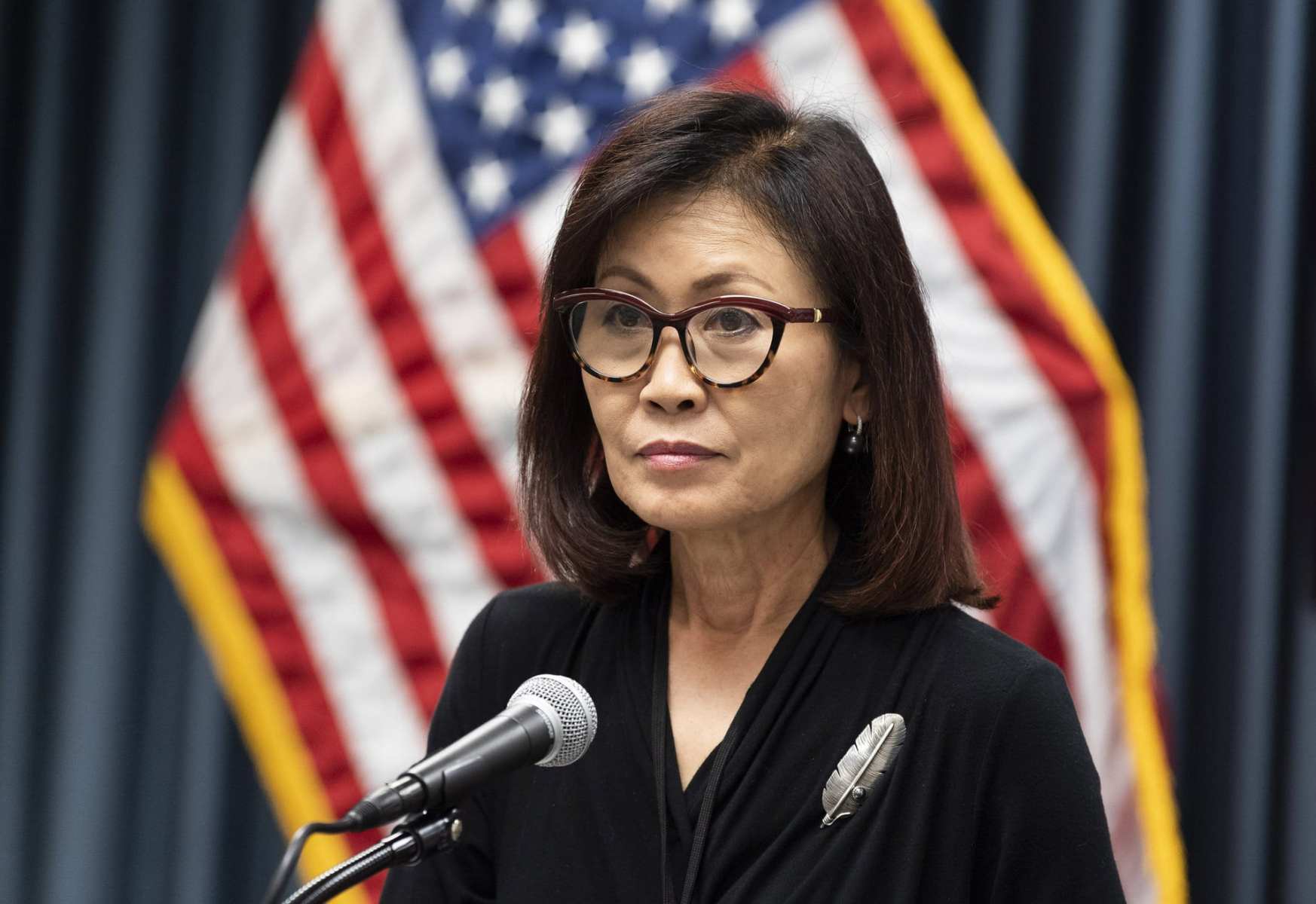 SANTA ANA, CA - NOVEMBER 05: Orange County Supervisor Michelle Steel participates in a press conference in Santa Ana, CA announcing the Stigma Free OC campaign to promote mental health and suicide prevention services on Thursday, November 5, 2020. Steel is in a battle with Democratic incumbent Rep. Harley Rouda for the 48th congressional district.