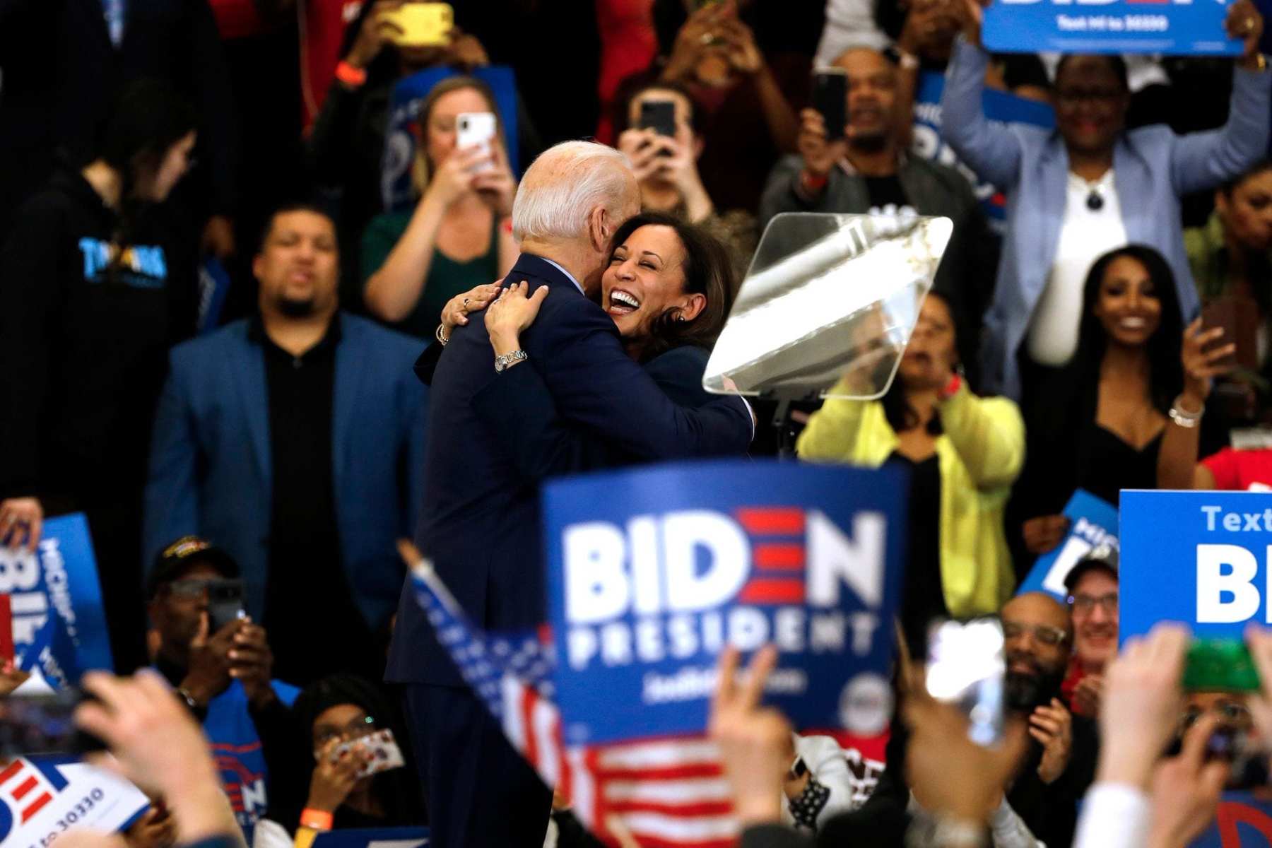 Kamala Harris hugs Joe Biden.