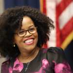 New Boston City Council president Kim Janey is pictured at Boston City Hall.