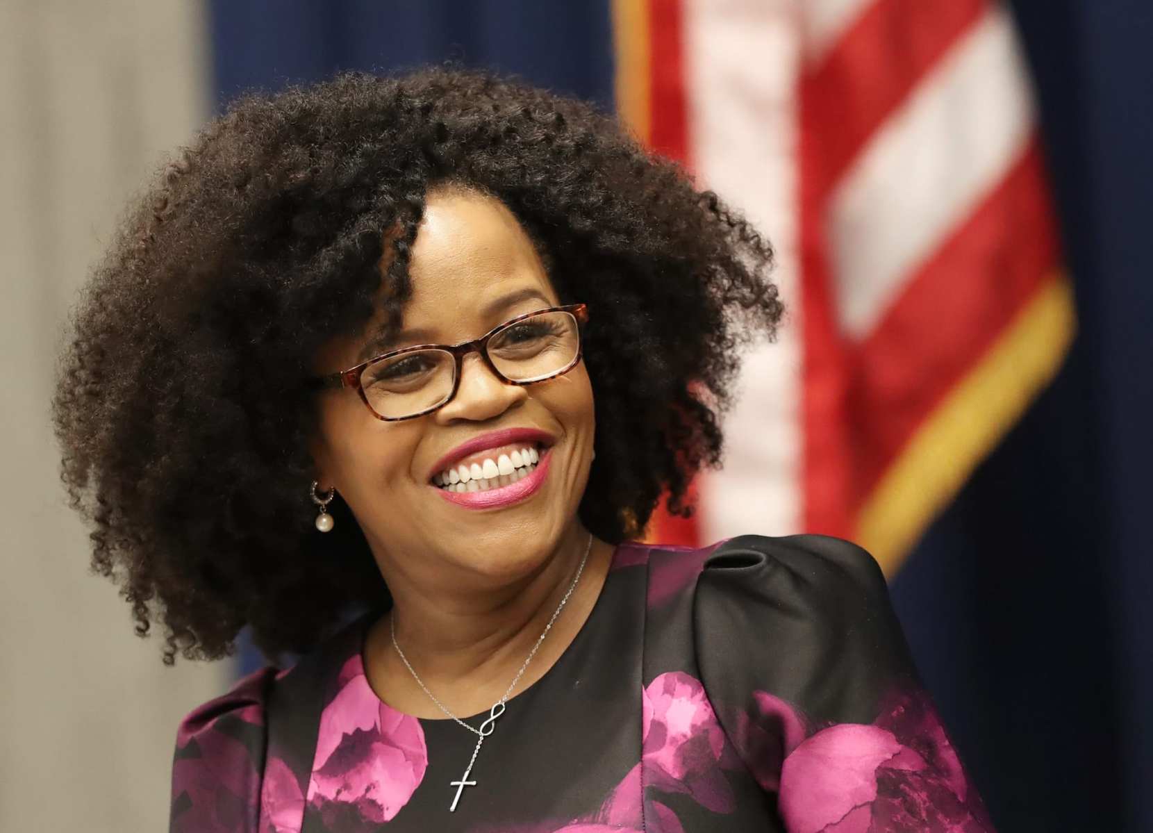 New Boston City Council president Kim Janey is pictured at Boston City Hall.