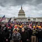 Pro-Trump protesters gather in front of the U.S. Capitol Building.