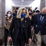 Liz Cheney walks to the House floor to vote on Feb. 3, 2021.