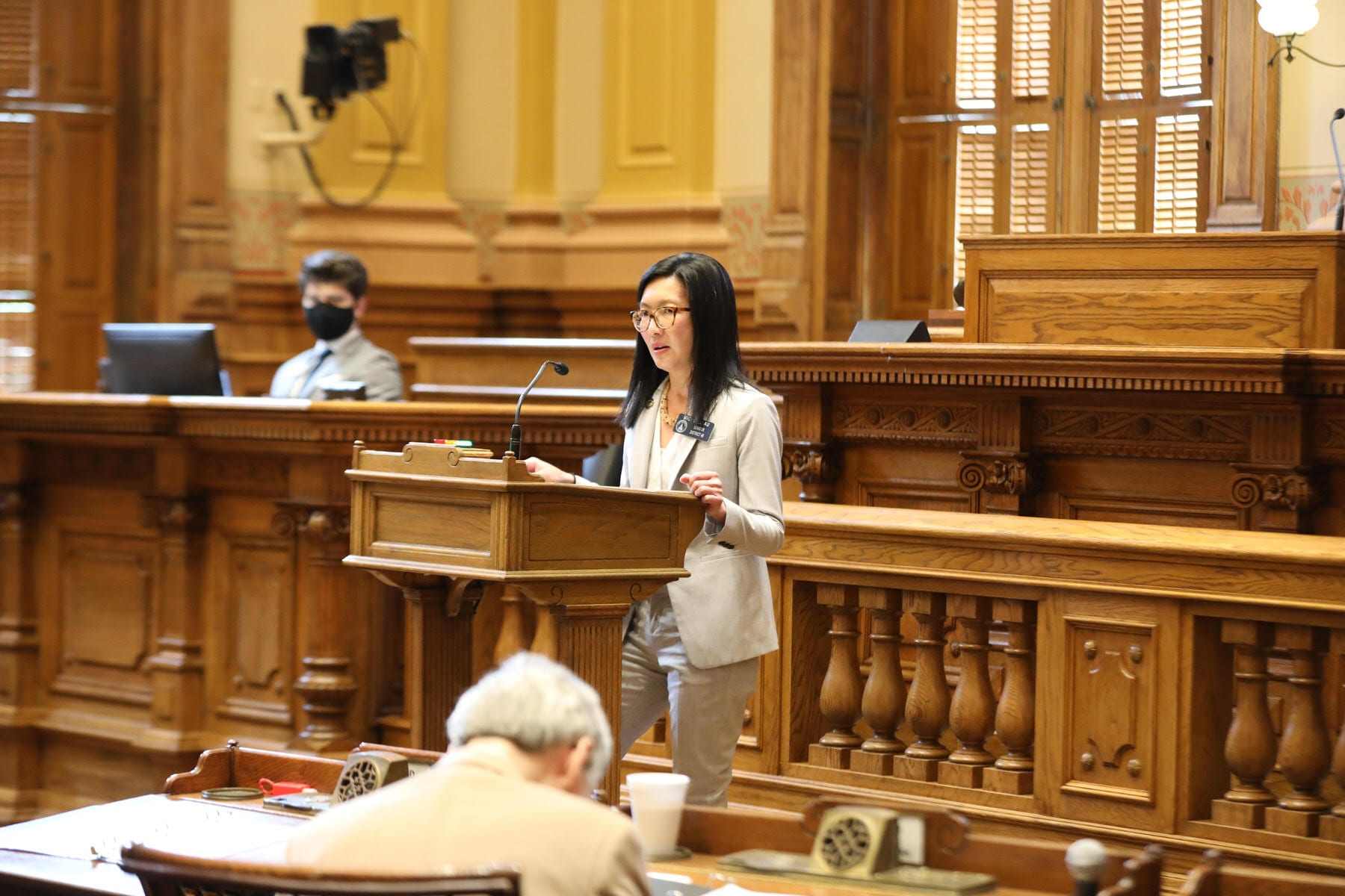 Sen. Michelle Au, D-GA, speaking from the well