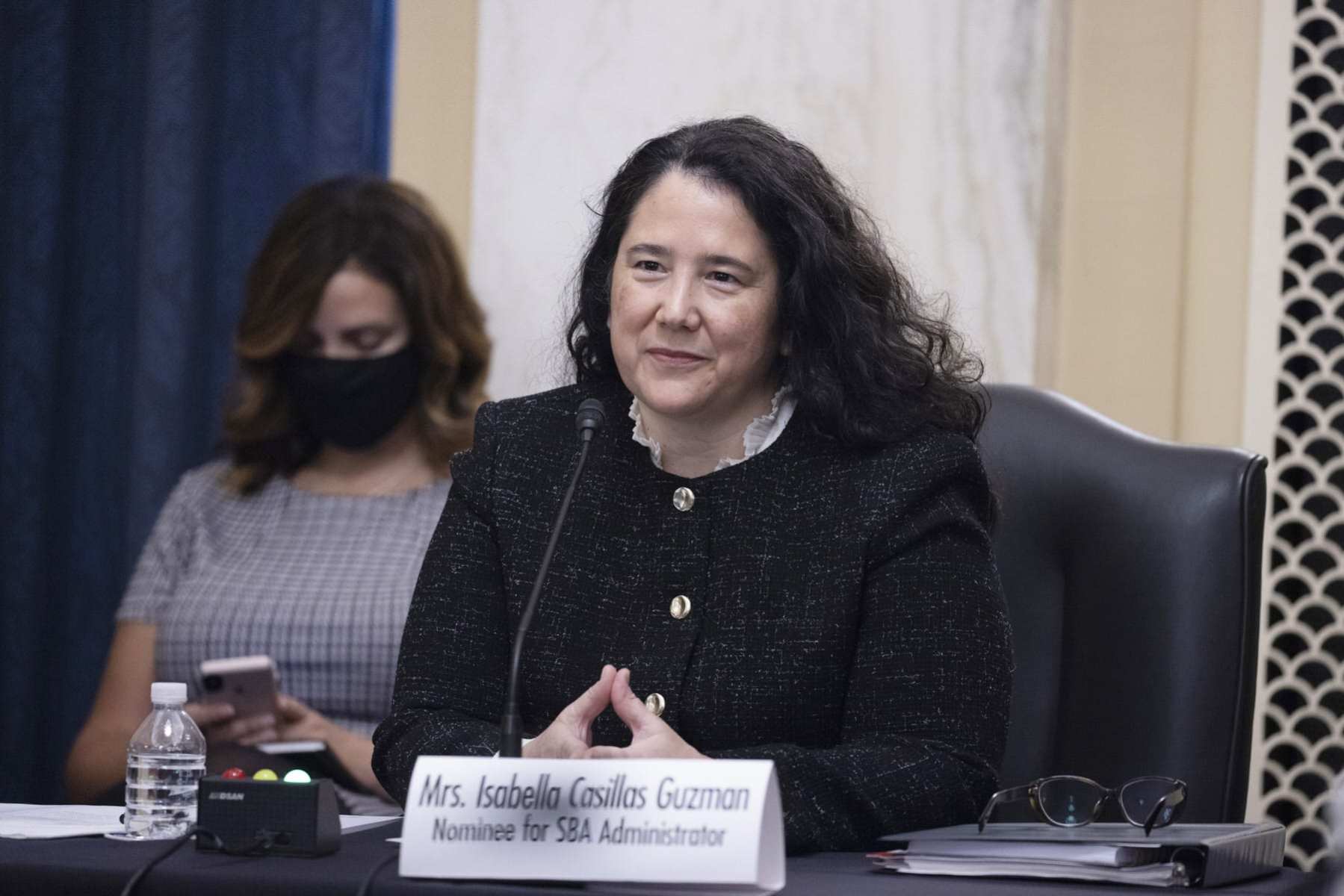 Isabella Casillas Guzman is sworn in at the Confirmation Hearing Held For SBA Administrator at the US Capitol.