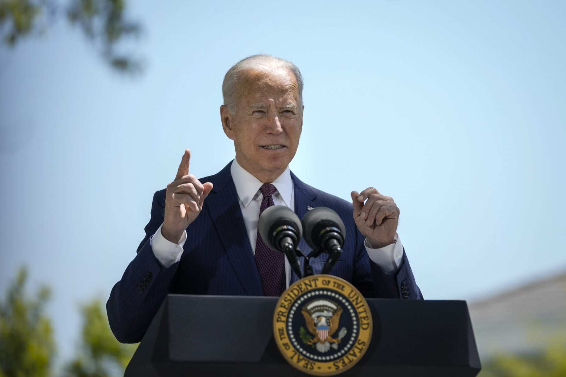 Joe Biden speaks outside the White House