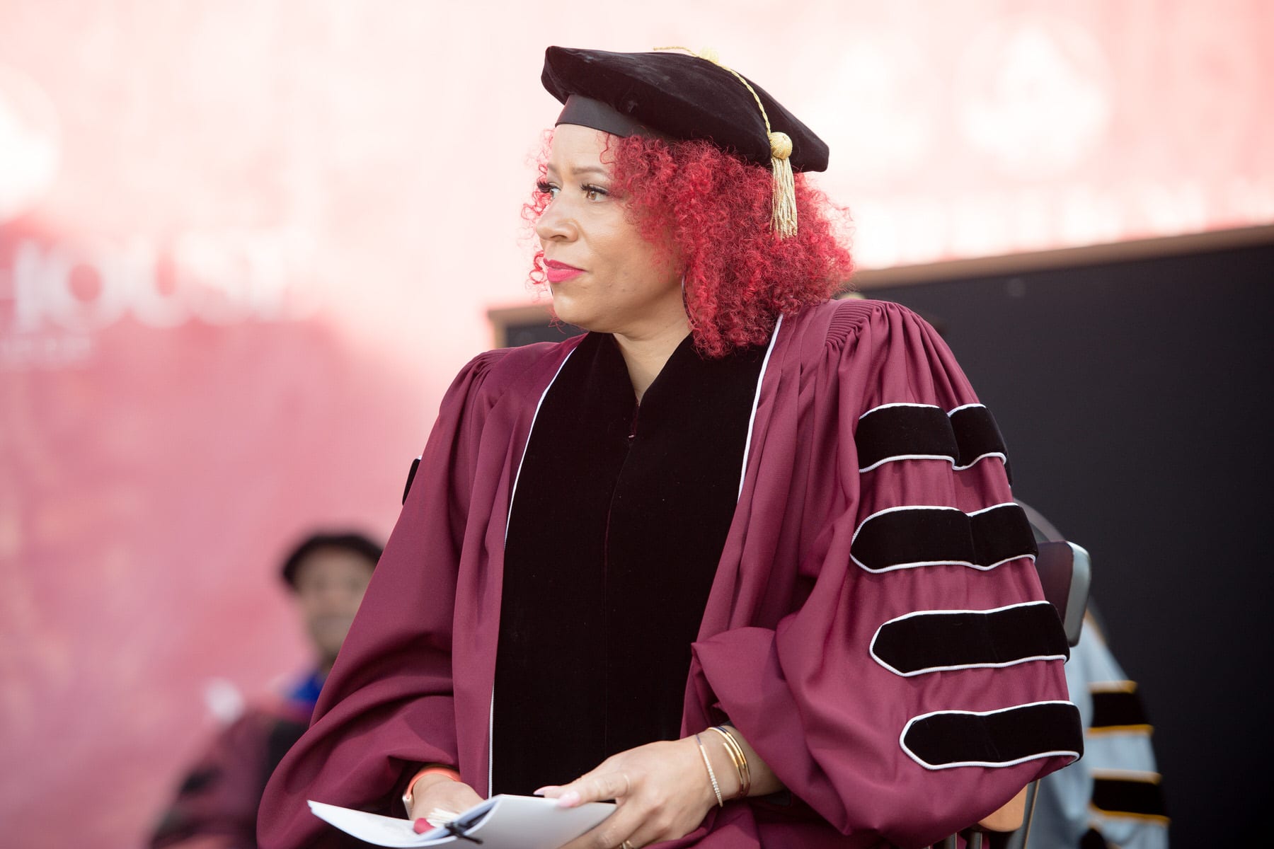 Nikole Hannah-Jones in robes at the Morehouse commencement.