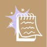 Icon with a sparkly notepad on a gold background.
