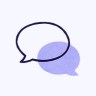 Icon of comment bubbles on a light purple background