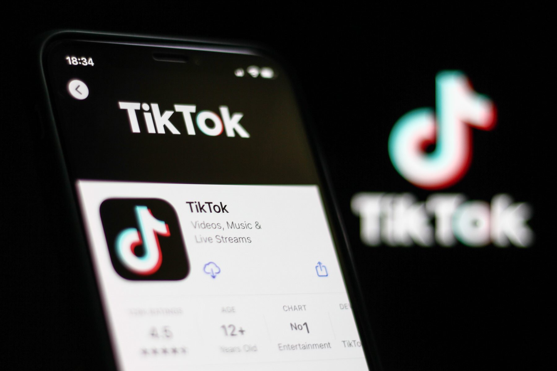 A photo of a mobile phone with the TikTok app.