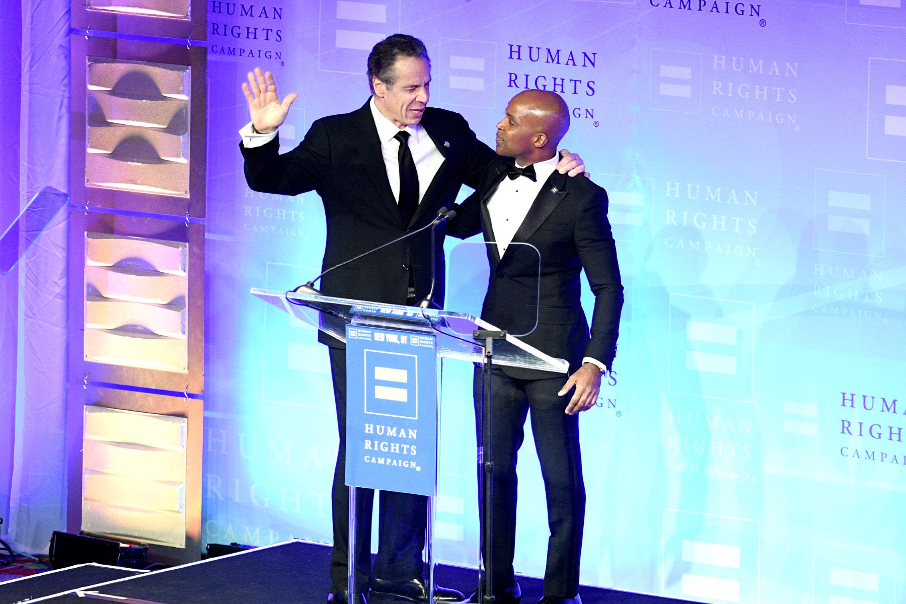 Andrew Cuomo and Alphonso David at an HRC gala