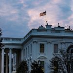 The white house at sunset.