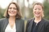 Shama Haider and Ellen Park smile while posing for a portrait.