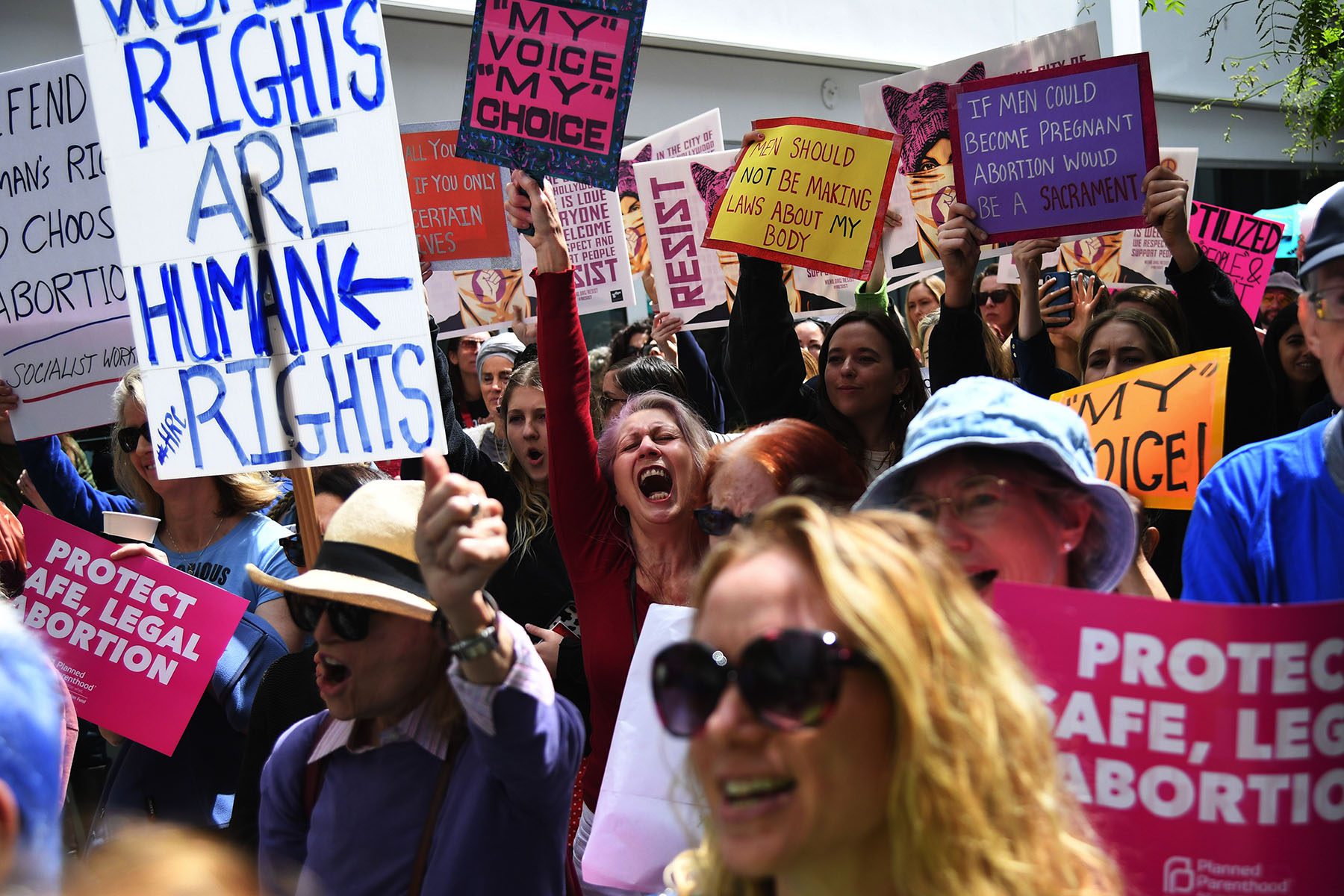 Abortion rights advocates rally.