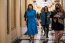 Nancy Pelosi leaves the chamber on Capitol Hill.