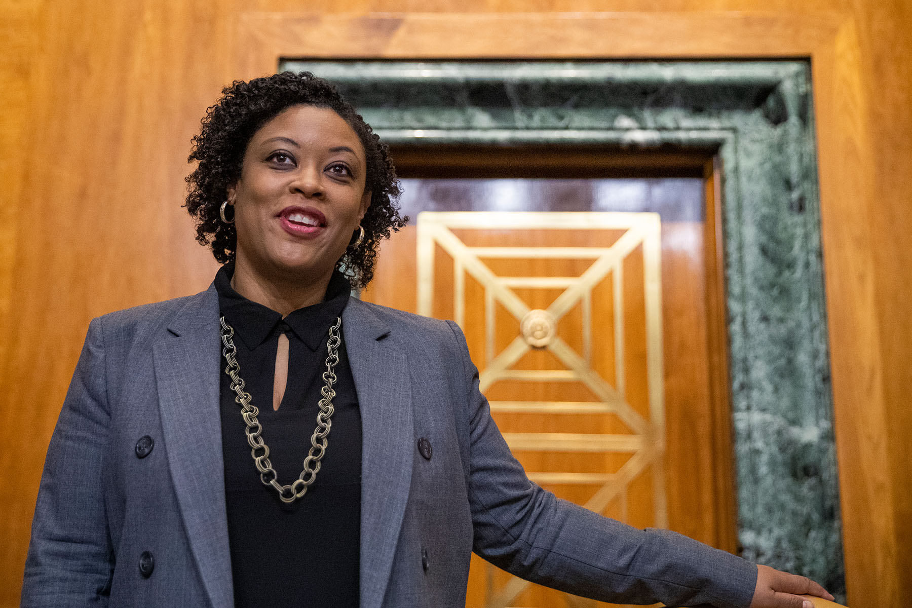 Shalanda Young arrives at a hearing on Capitol Hill.