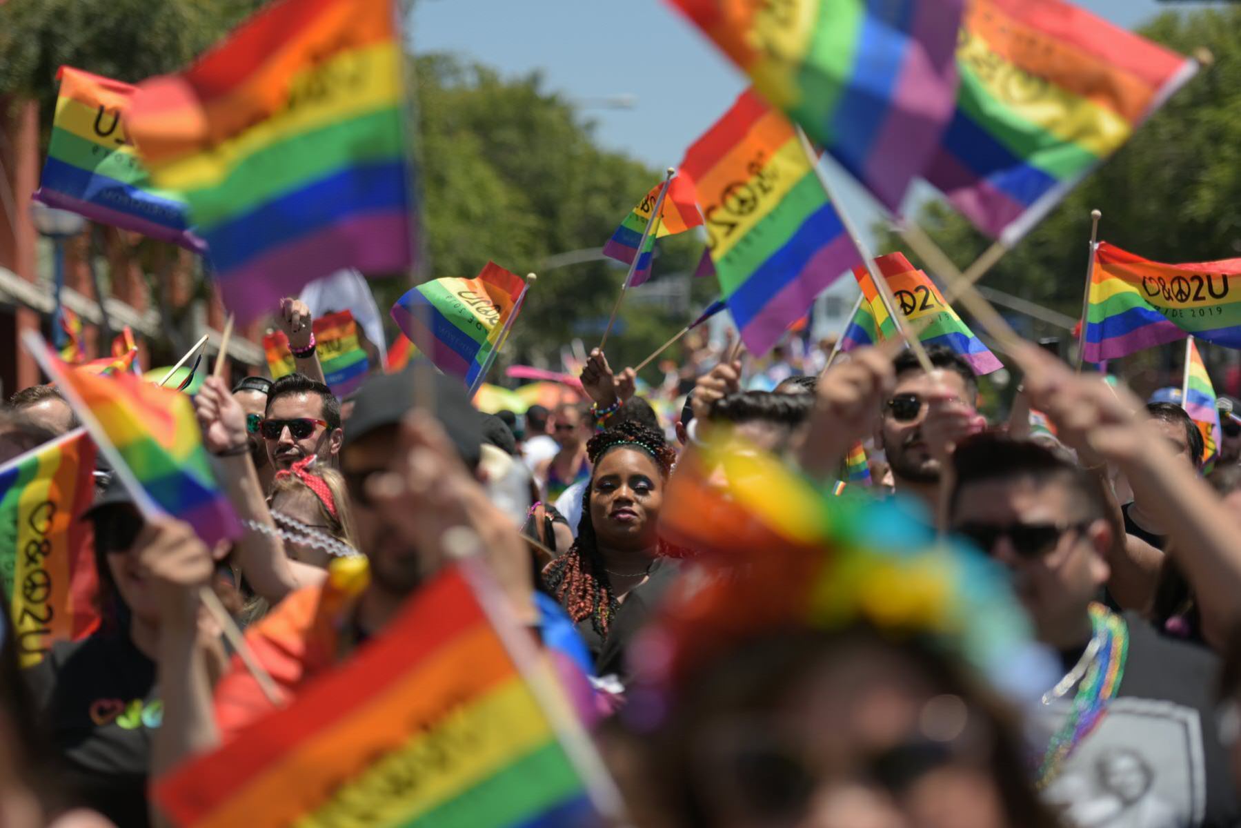 People participate in the annual LA Pride Parade.