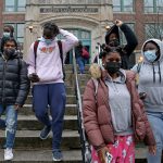 Students from Boston Latin Academy in Dorchester walk out of class in protest of the lack of protection from COVID.