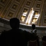 Morning light strikes Statuary Hall at the U.S. Capitol.