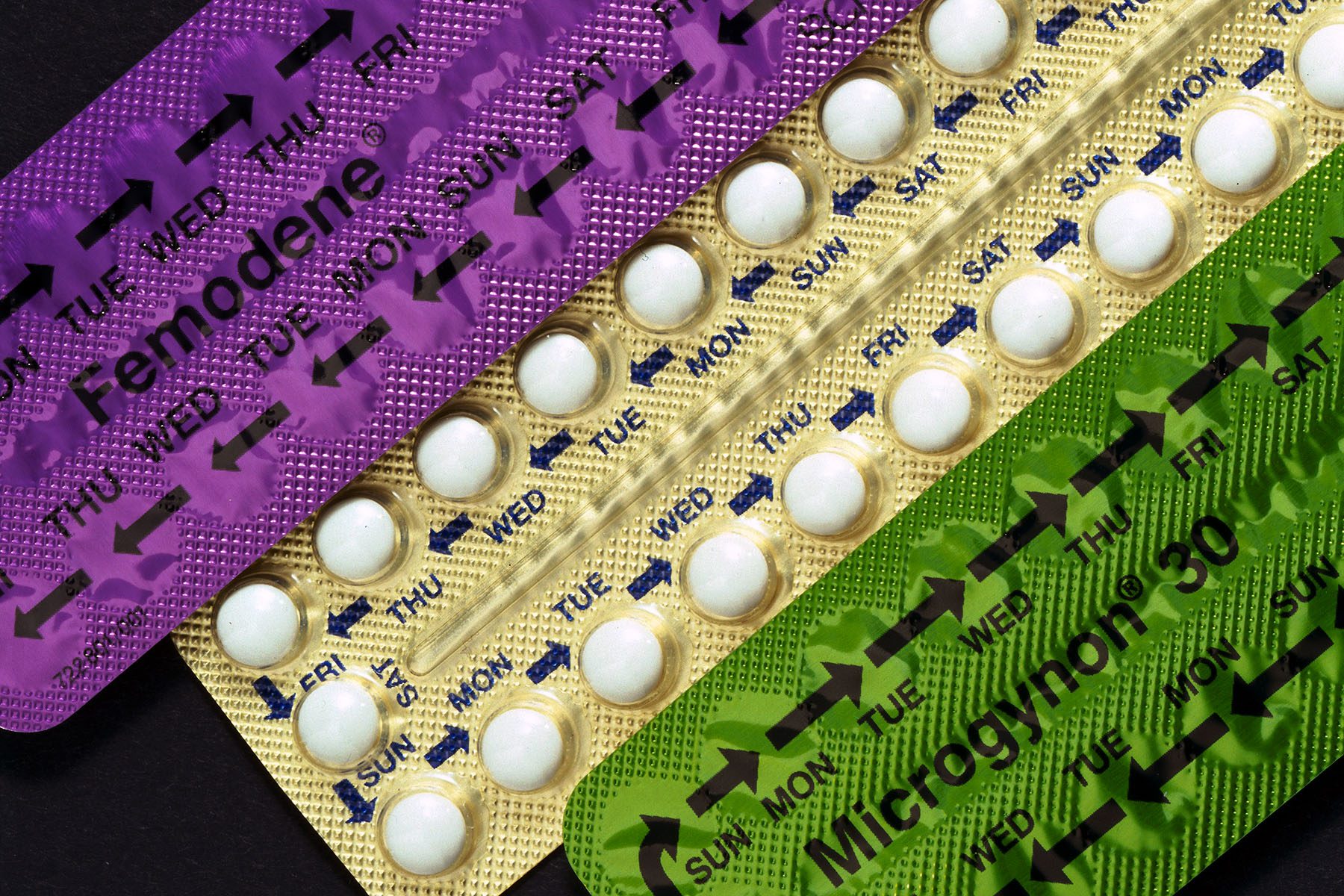 three packages of contraceptive pills