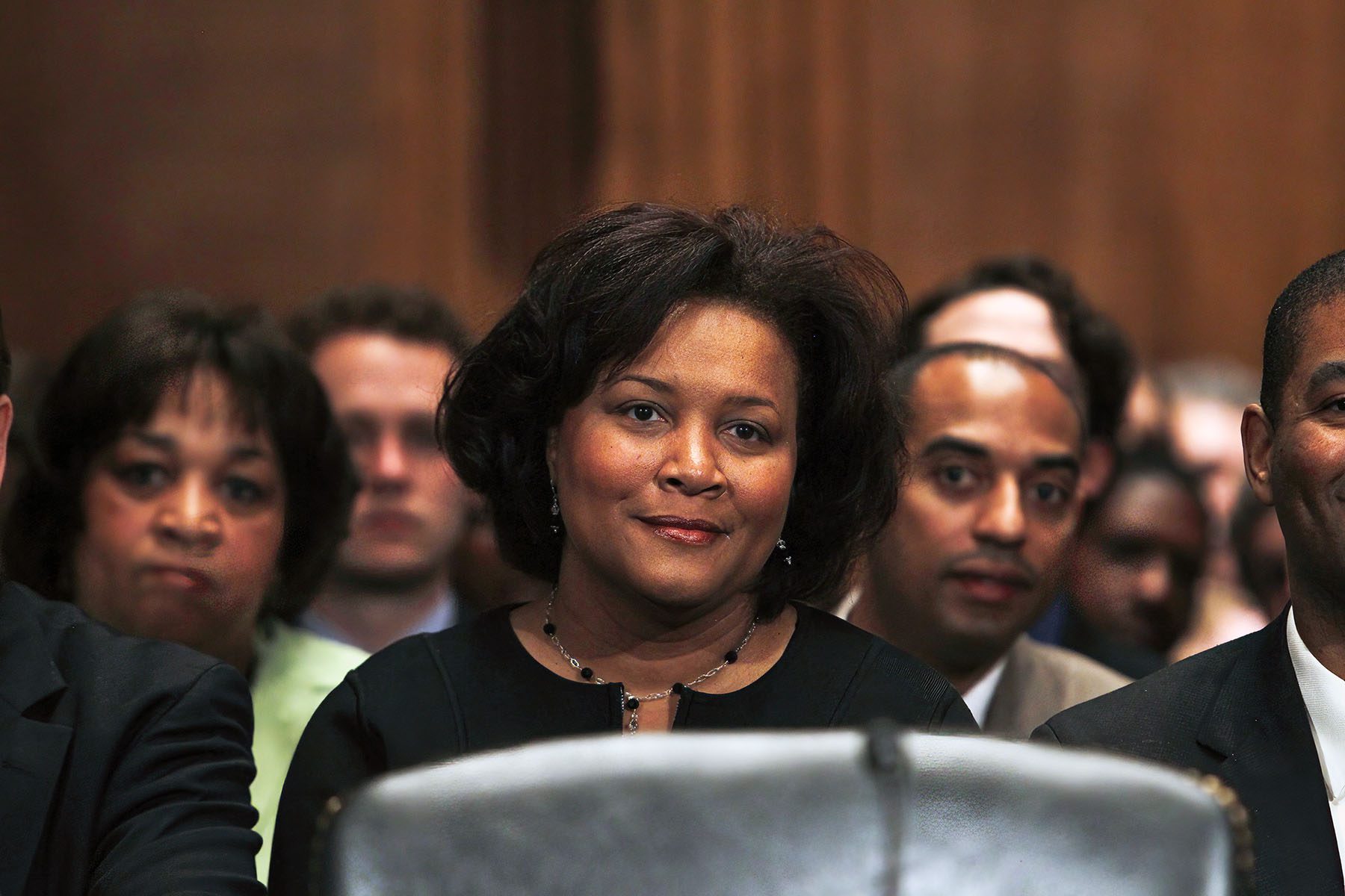 J. Michelle Childs listens during her nomination hearing.