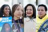 Collage of 4 portraits of women rallying near the Supreme Court.