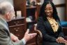 Sen. Chuck Grassley and Judge Ketanji Brown Jackson meet in the senator's office.