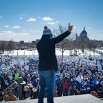 Teachers rally at the Minnesota State Capitol.