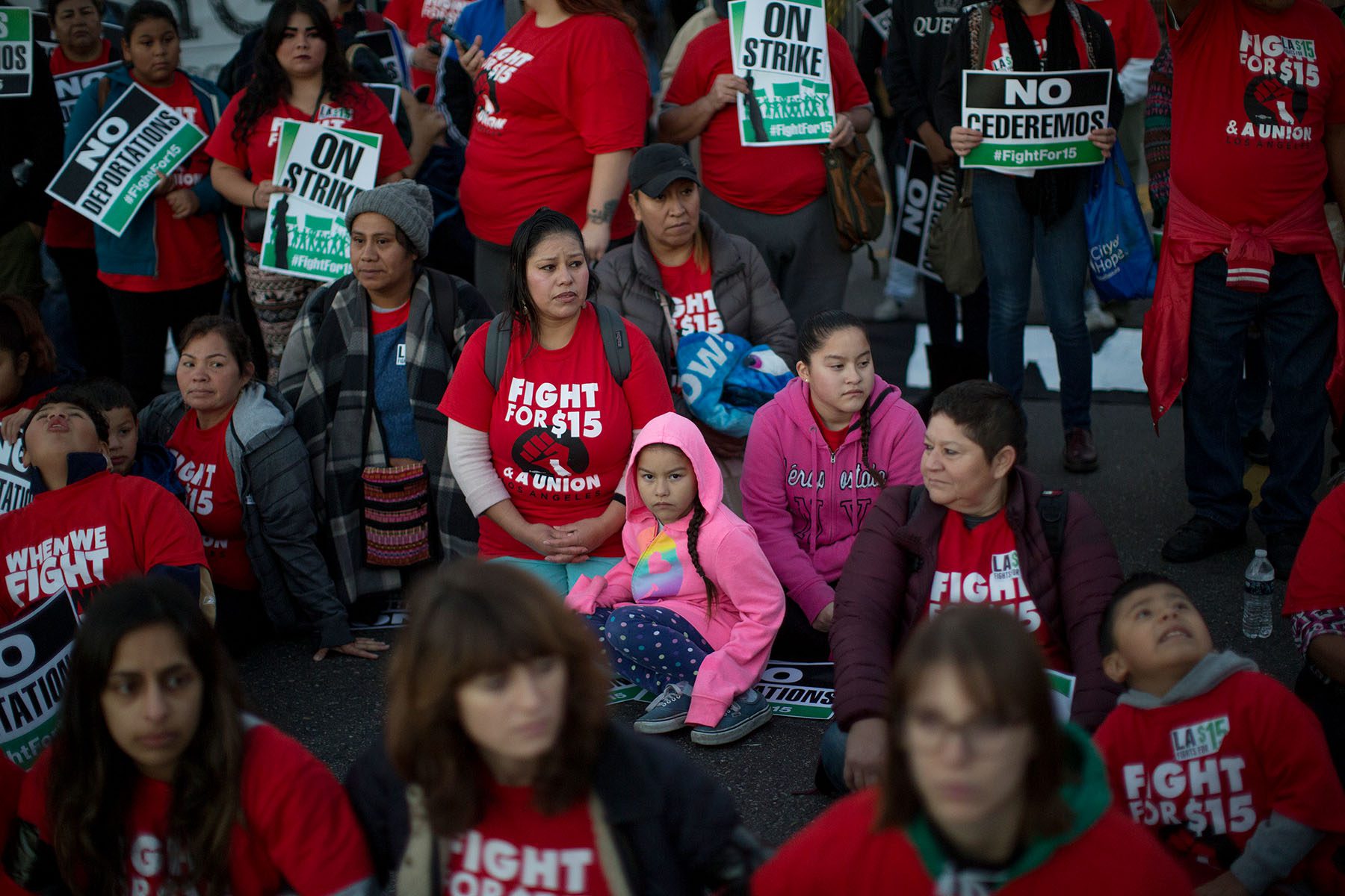 McDonald's employees rally during nationwide protests demanding living wages.