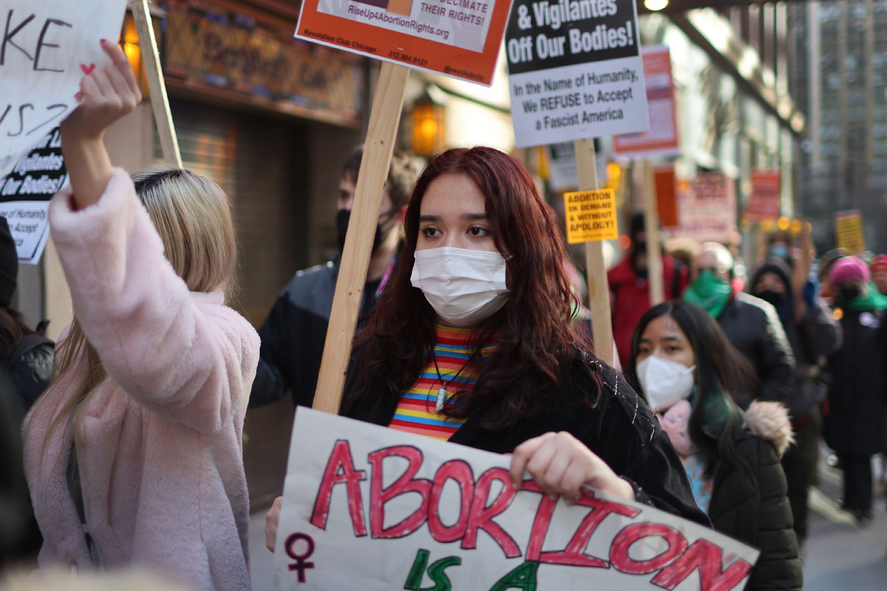 Pro-abortion rights demonstrators march in Chicago in March 2022.