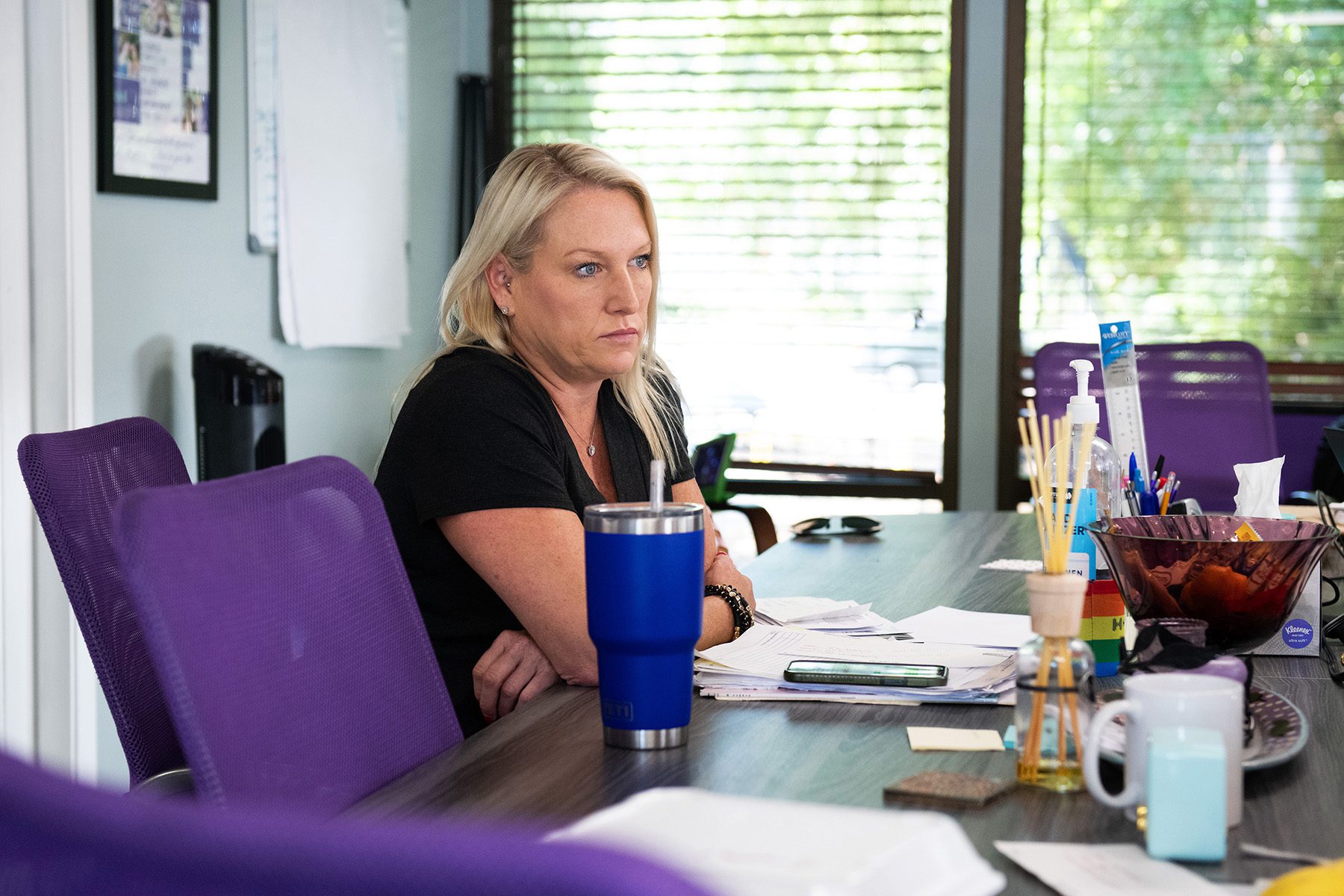 Kelly Flynn attends a meeting at A Woman’s Choice.