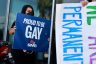 Kimberly Blandon joins others to protest in front of Florida State Senator Ileana Garcia's office after the passage of the 