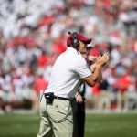 South Carolina Gamecocks Head Coach Shane Beamer tries to fire up his team during a football game against the Georgia Bulldogs