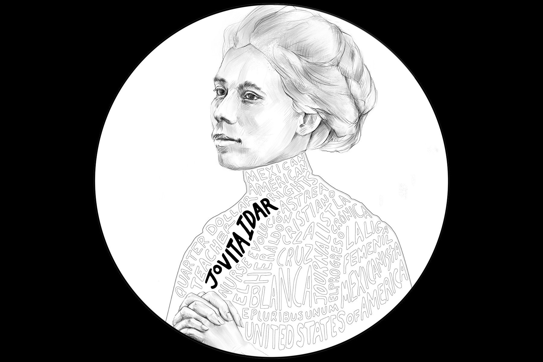 drawing of the jovita idar coin