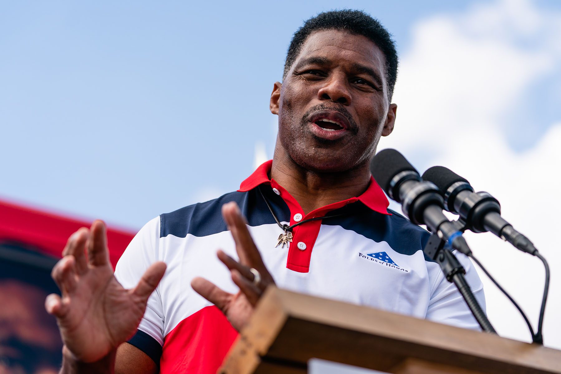 Herschel Walker speaks at a campaign event.