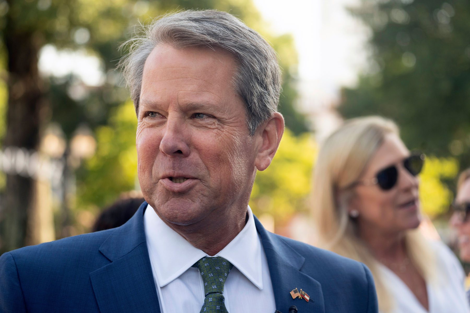 Brian Kemp speaks at The Neighborhood Lot in McDonough, Georgia.