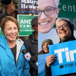 Diptych of Maura Healey and Tina Kotek