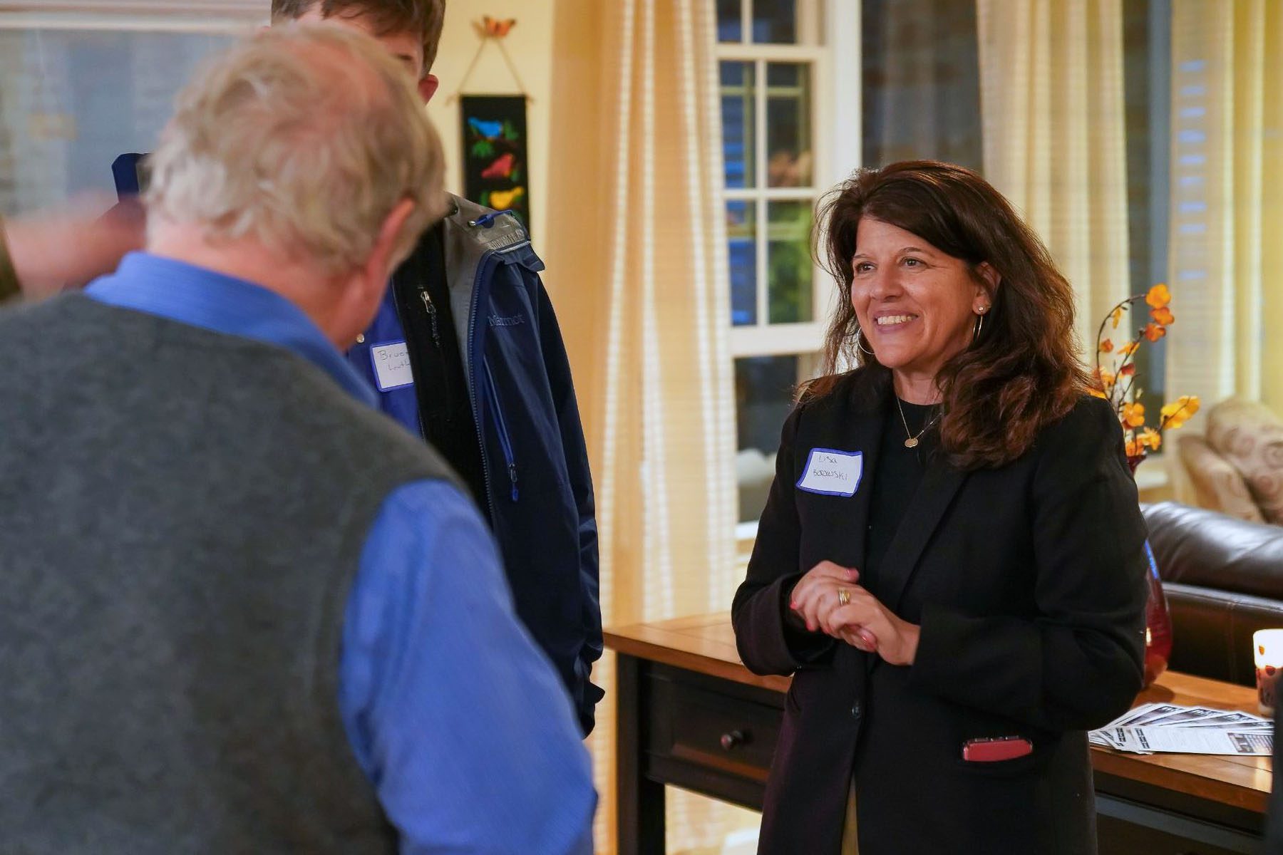 Lisa Borowski smiles as she speaks to supporters.