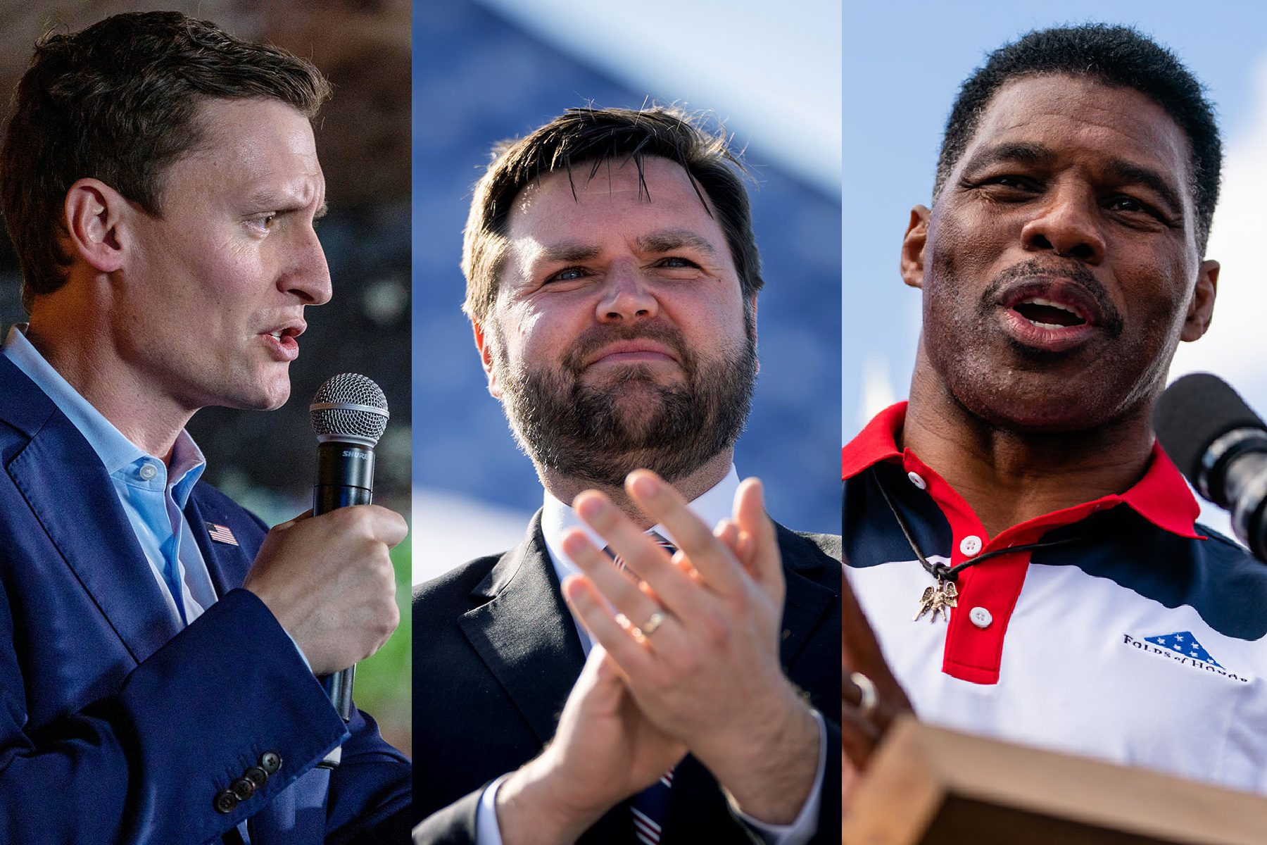 U.S. Senate republican candidates Blake Masters, J.D. Vance and Hershel Walker