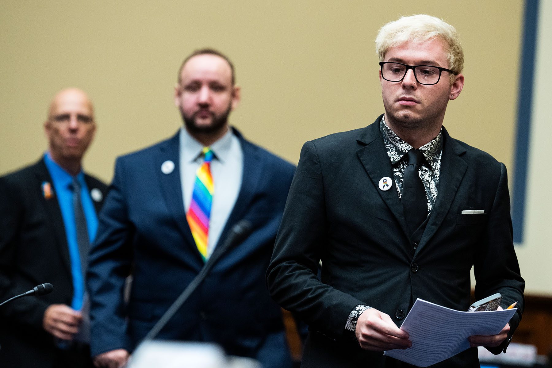 Michael Anderson, James Slaugh and Matthew Haynes arrive to testify before the House Oversight and Reform Committee.