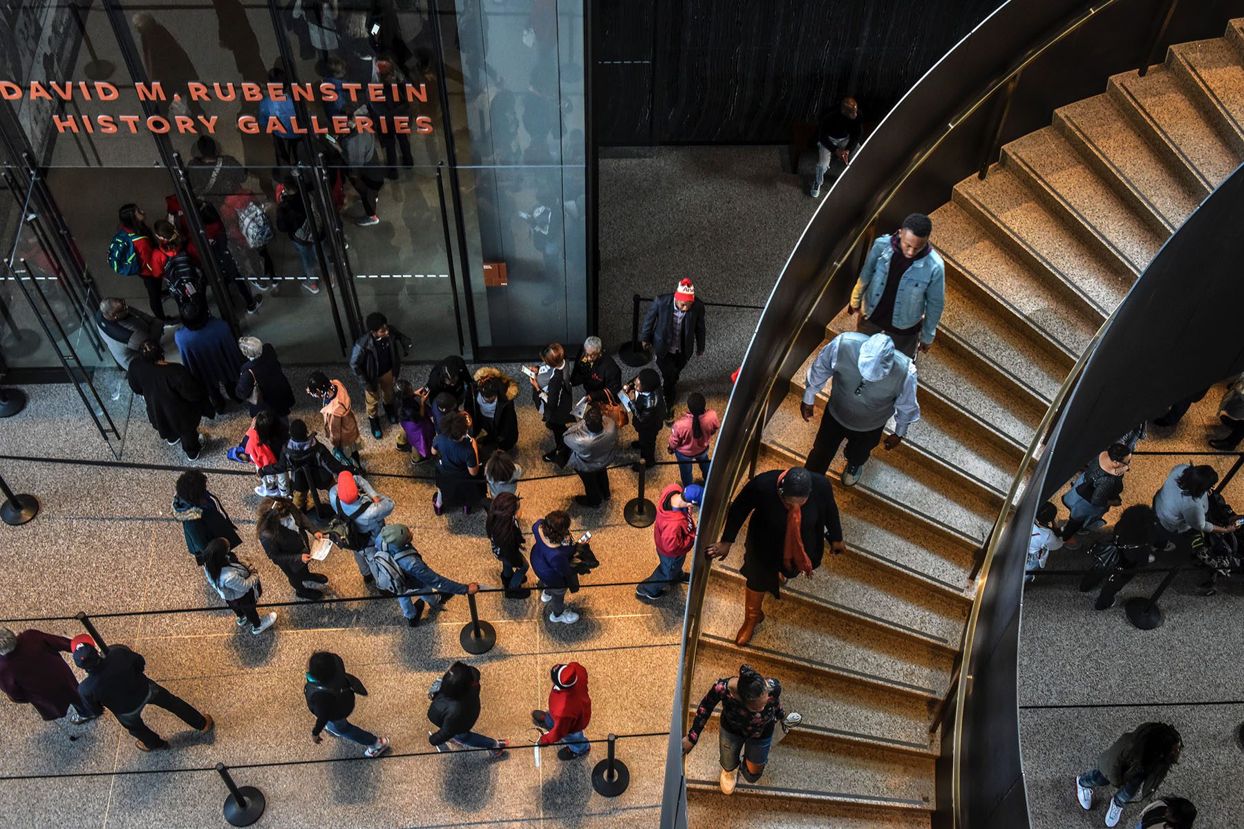 Crowds are thick at the National Museum of African American History and Culture.