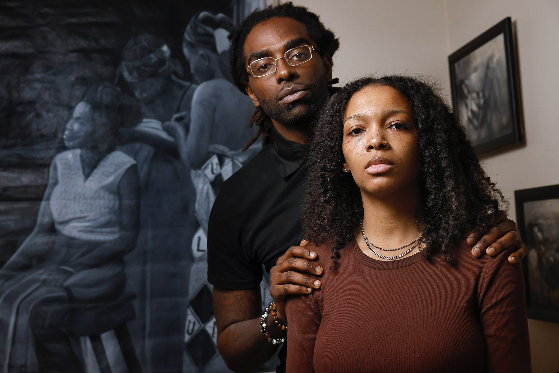 Temecia and Rodney pose for a portrait in DeSoto, Texas on March 28, 2023.