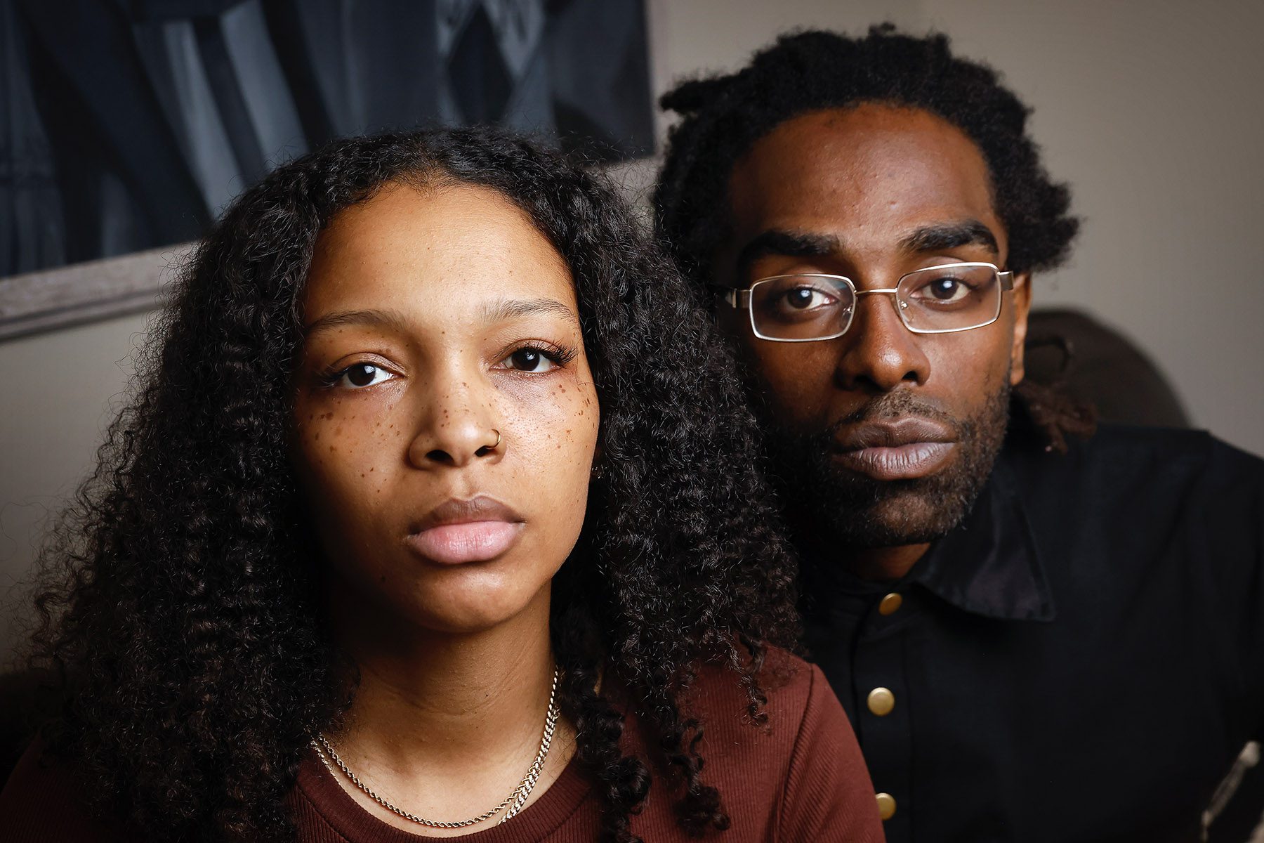 Temecia and Rodney pose for a portrait in DeSoto, Texas on March 28, 2023.