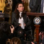 Senator Tammy Duckworth of Illinois, in wheelchair inside the Capitol