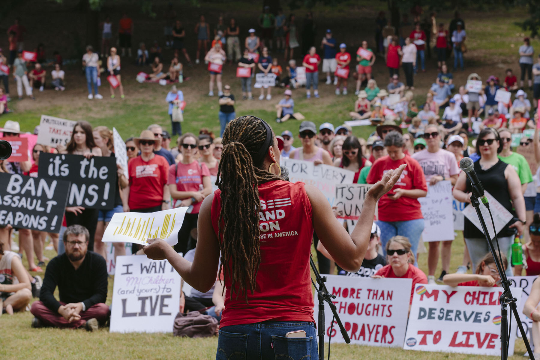 Angela Ferrell-Zabala speaks to a crowd at Mother's Day of Action on in Atlanta.