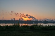 Smoke billows from one of many chemical plants near Baton Rouge, Louisiana in 