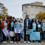 Proponents for affirmative action in higher education rally in front of the Supreme Court.